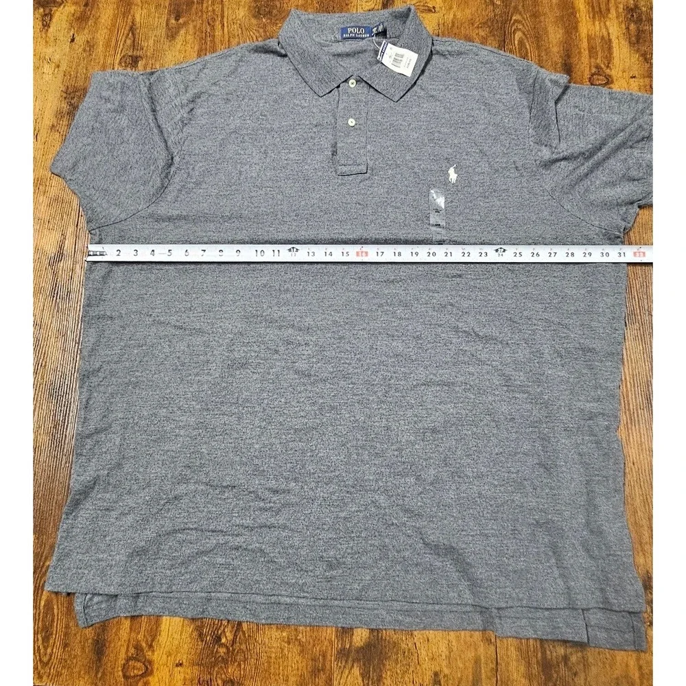 Polo Ralph Lauren Mens Gray Short Sleeve Pique Polo Shirt Big & Tall 4XB